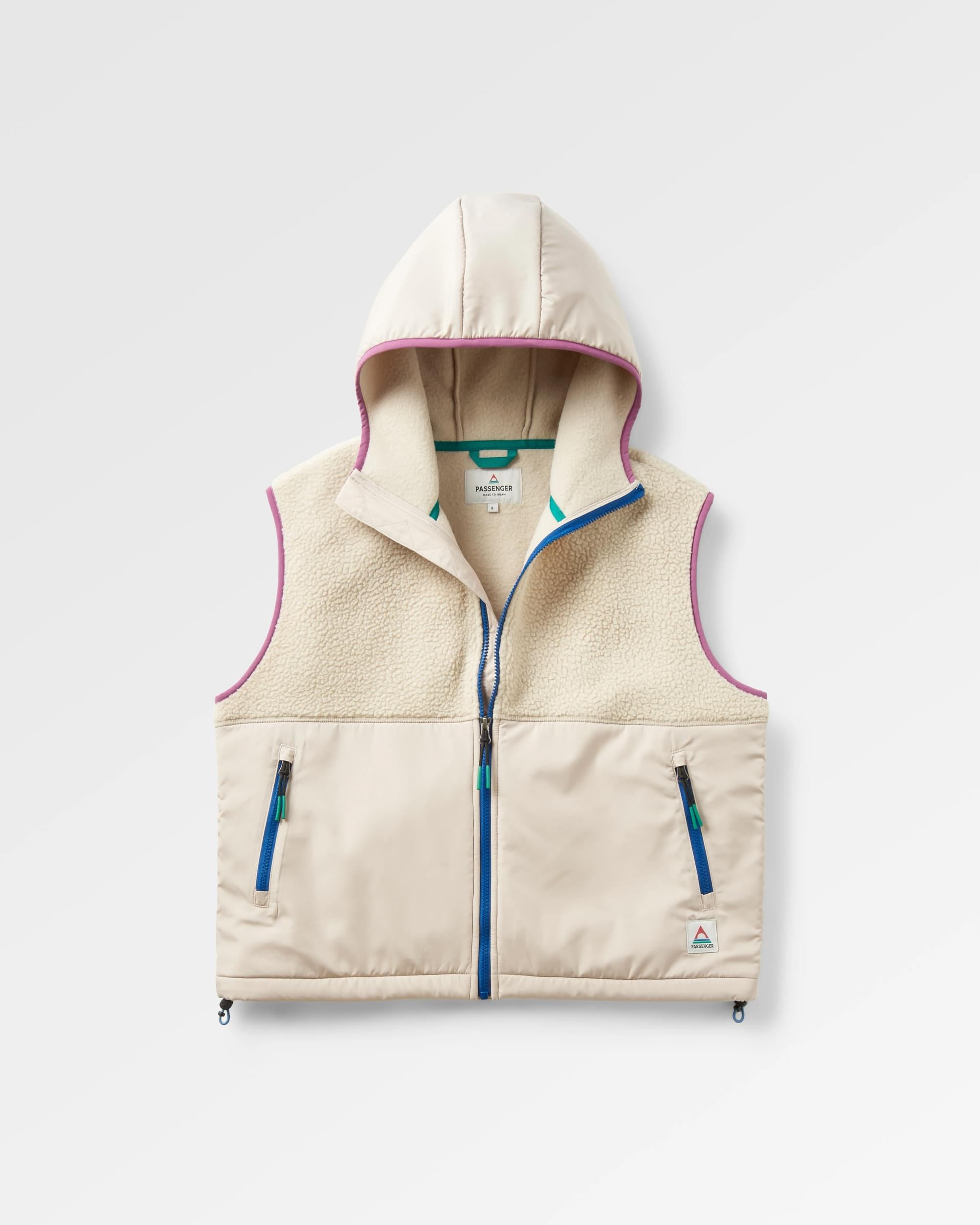 Beebalm Recycled Sherpa Fleece Vest - Oatmeal - Flatlay