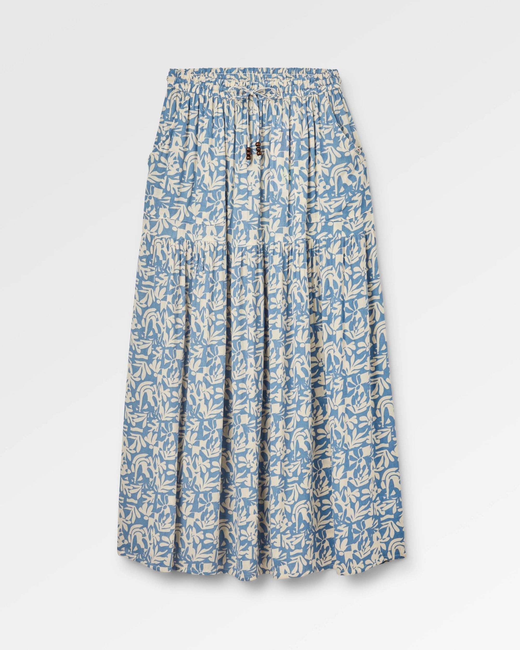 Zephyr Woven Maxi Skirt - Mountain Foliage Faded Denim - Flatlay