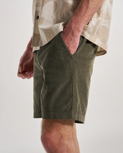 Drifter Cord Short - Dusty Olive - Studio Model