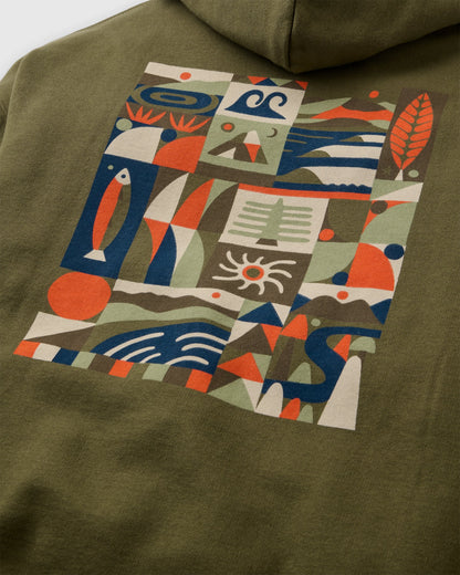 Lost On Purpose Relaxed Fit Hoodie - Khaki - Flatlay