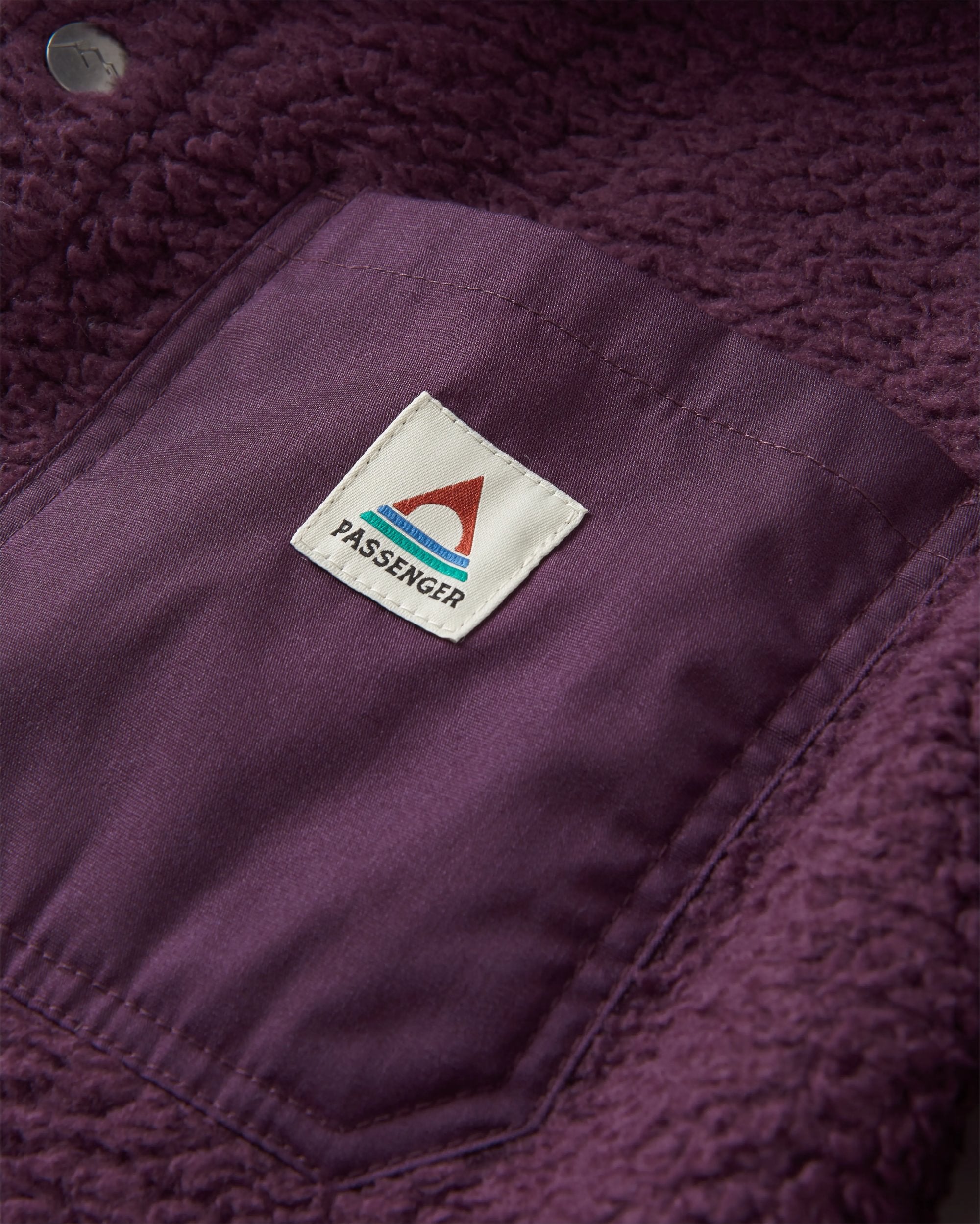 Rappel Recycled Sherpa Oversized Shirt - Deep Plum - Flatlay