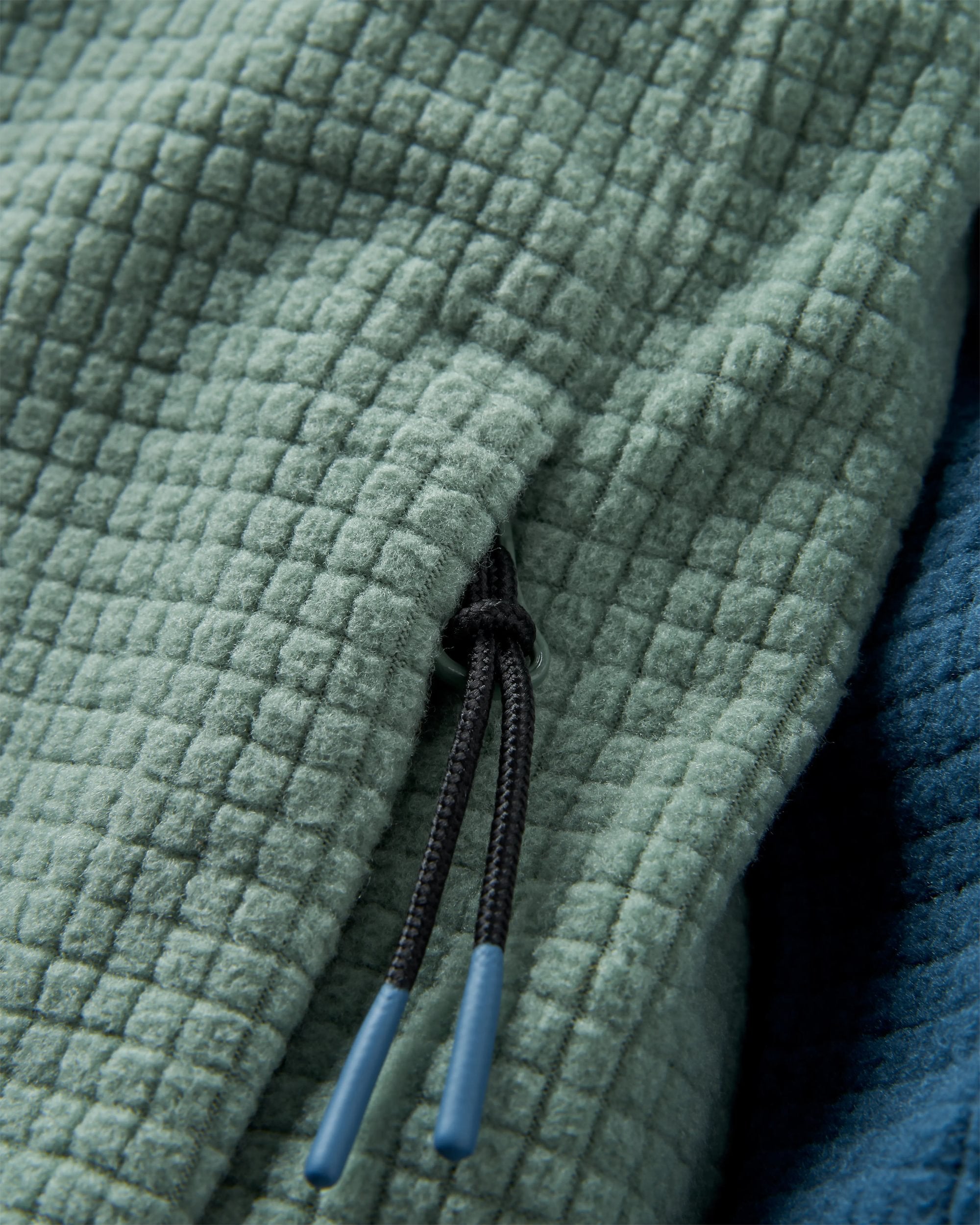 Off Trail Recycled Grid Polar Fleece - Pistachio/Dark Denim - Flatlay