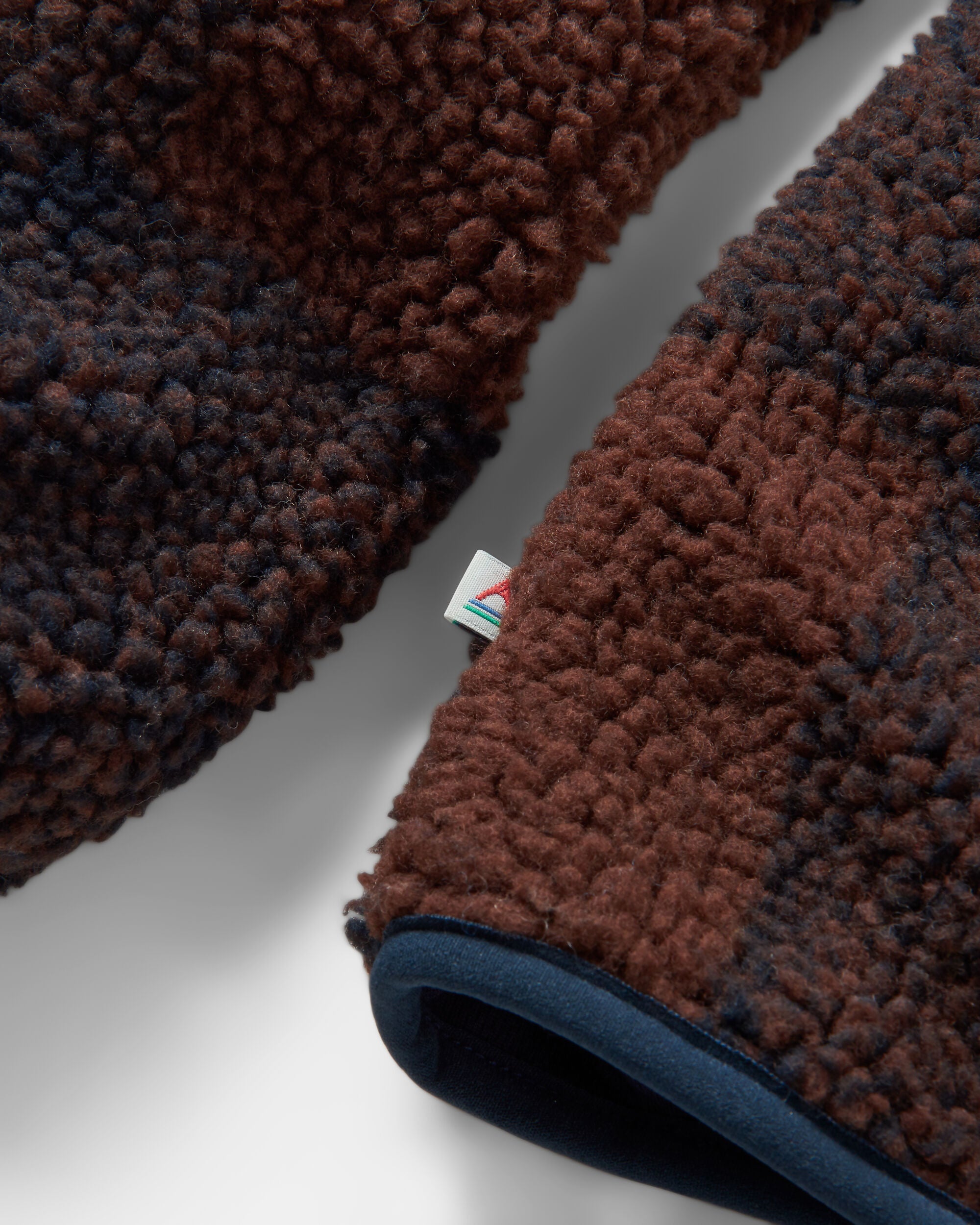 Trekker Recycled Deep-Pile Sherpa Fleece - Chestnut/Deep Navy Check - Flatlay