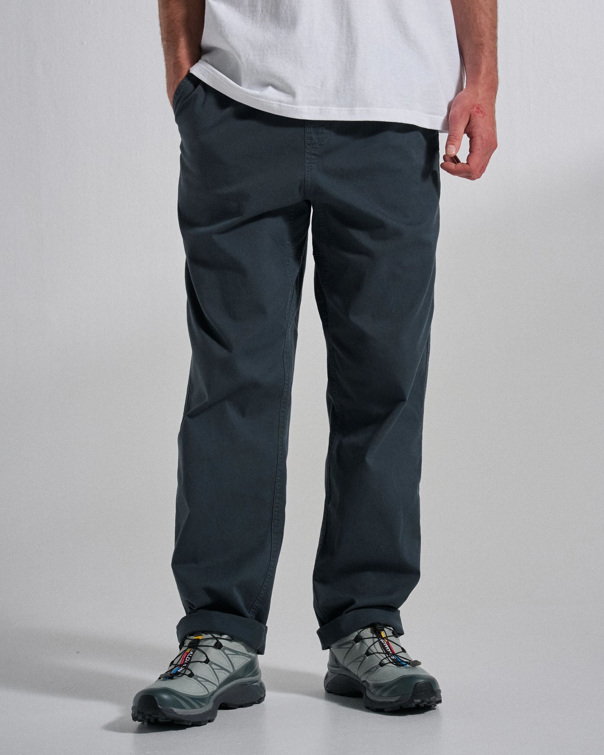 Drifter Twill Relaxed Fit Trouser - Charcoal - Studio Model