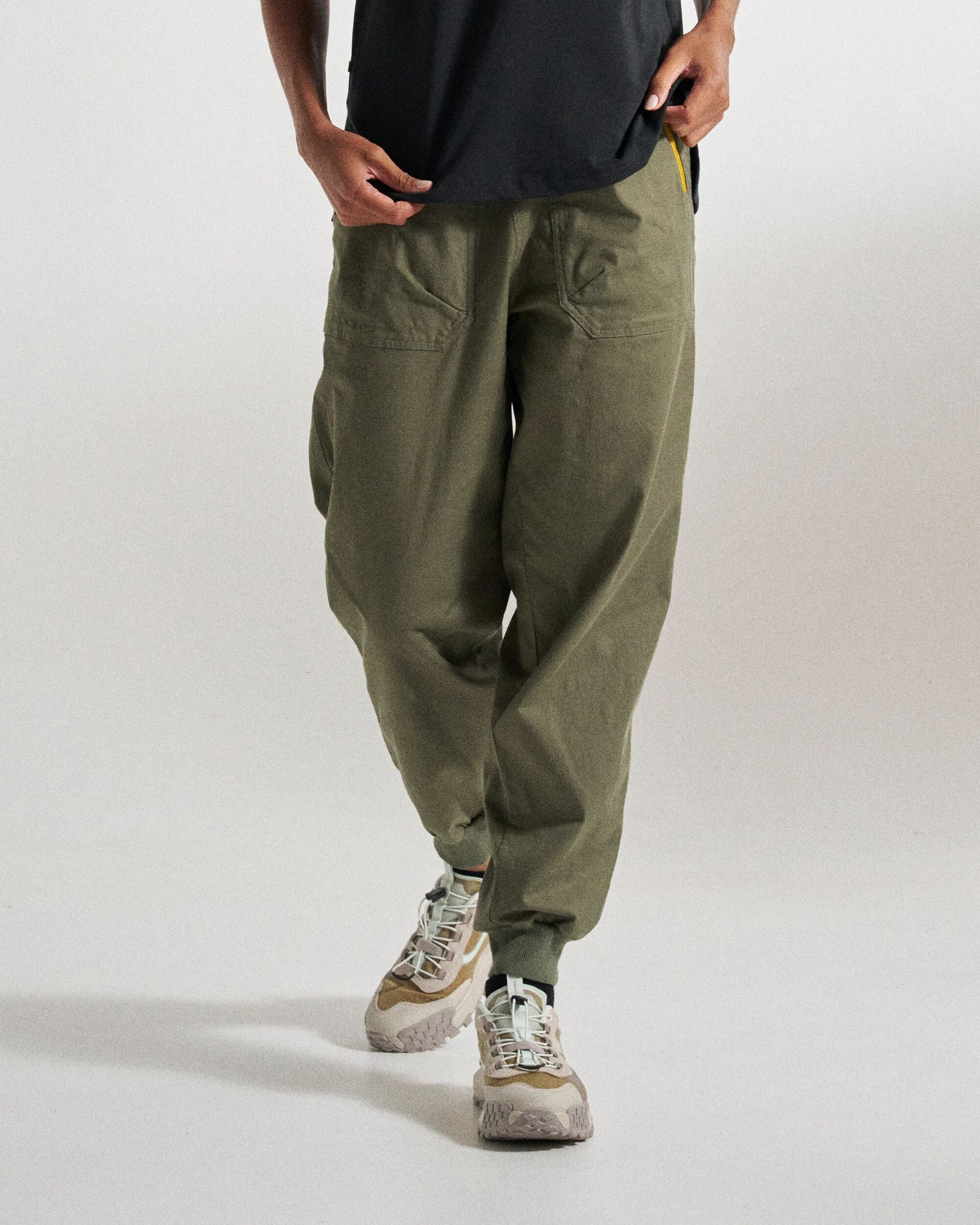 Hydrilla High Waisted Jogger - Dusty Olive - Studio Model