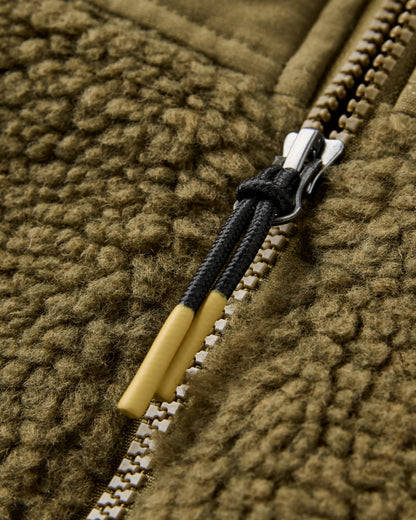 Adventure Recycled Deep-Pile Sherpa Fleece - Dark Olive - Flatlay