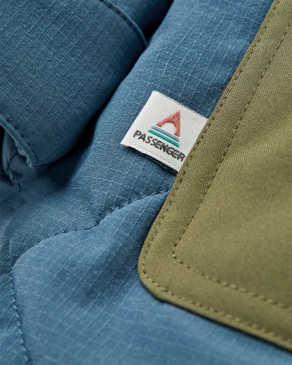 Campscape Recycled Fleece Lined Parka - Khaki/Dark Denim - Flatlay