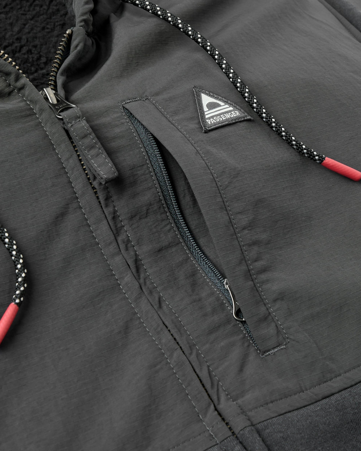Tidal Full Zip Fleece Lined Hoodie - Faded Black - Flatlay