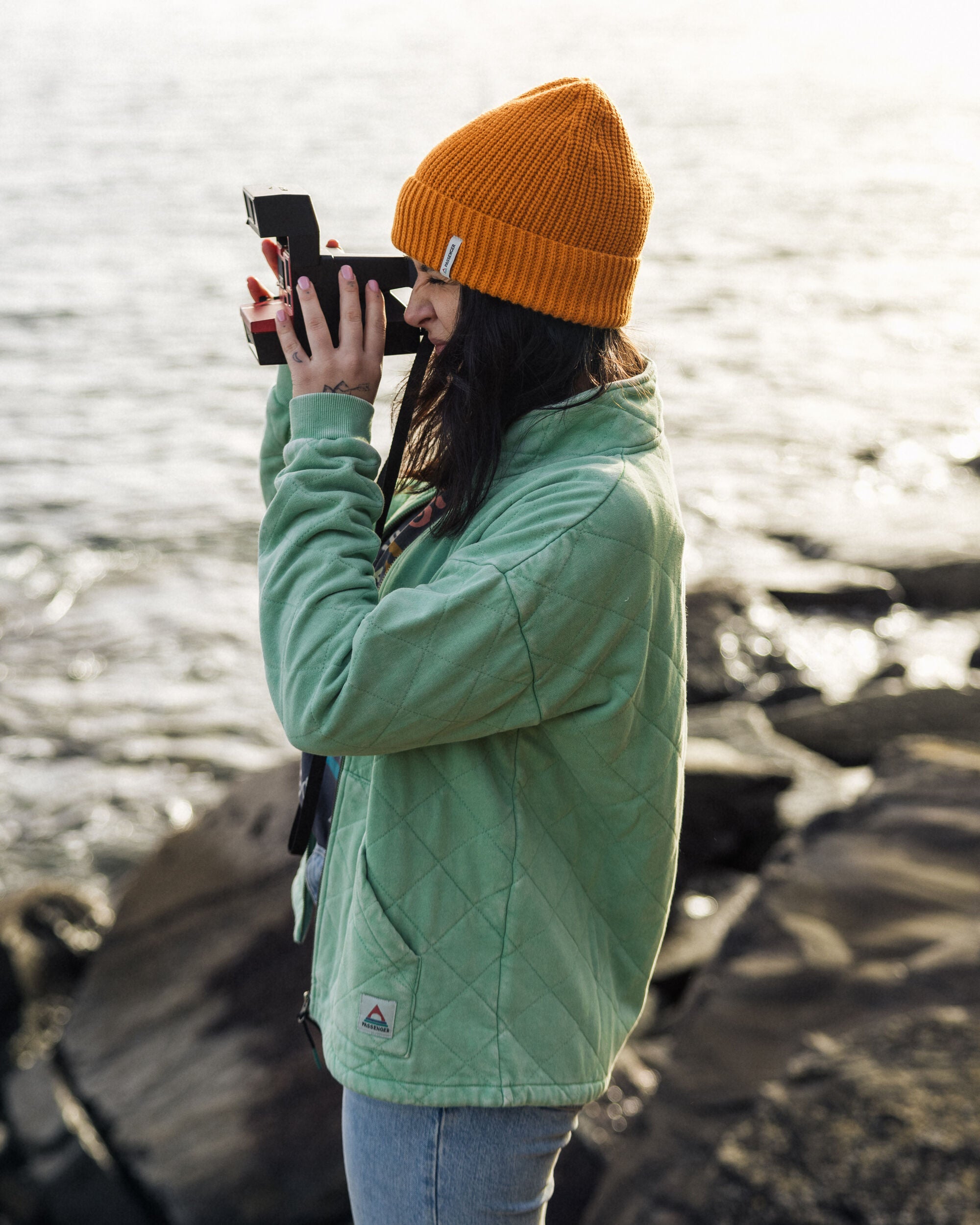 Clementine Quilted Zip-Through - Green Spruce - Lifestyle