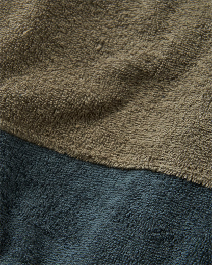 Shoreline Cotton Towel Poncho - Dusty Olive/Charcoal - Flatlay