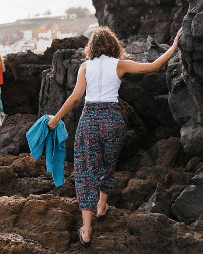 Daylily Loose Trouser - Elemental Geo Black - Lifestyle