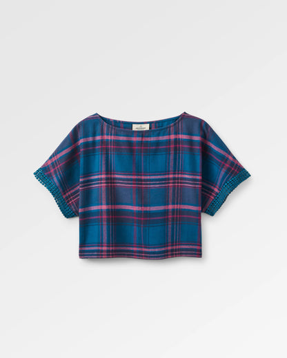 Flurry Woven Top - Tidal Blue/Wild Berry Check  - Flatlay