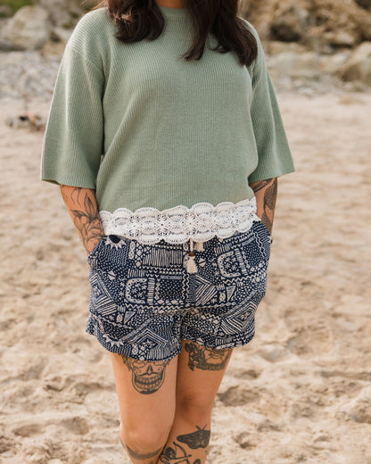 Santosa Woven Short - Vintage Patchwork Navy