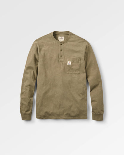 Headland LS Slub Henley - Dusty Olive - Flatlay