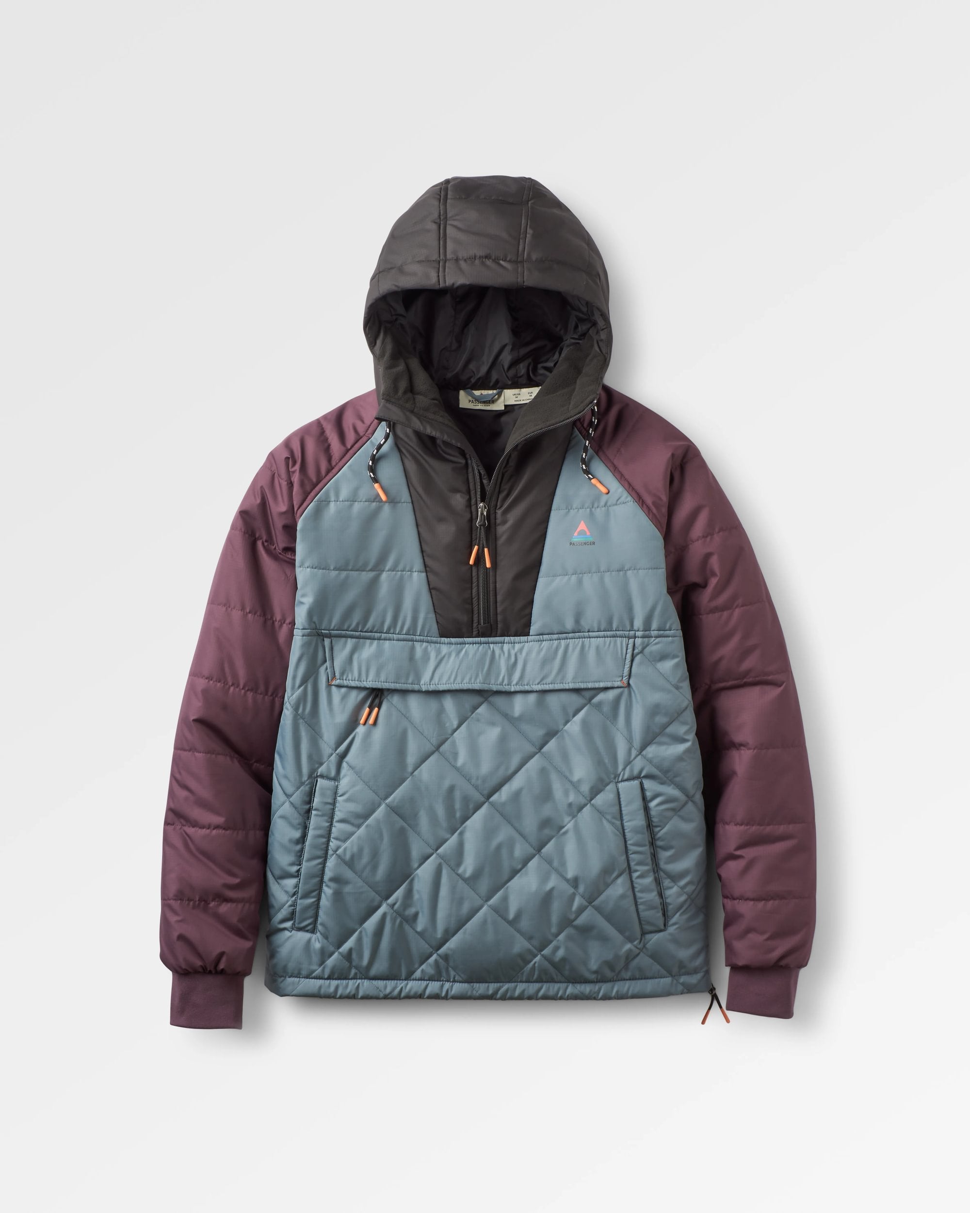 Oceanic Recycled Insulated Anorak - Storm Grey/Deep Plum - Flatlay