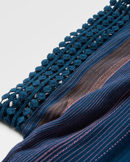 Clarity Short Skort Dress - Dark Denim Multi Stripe - Flatlay