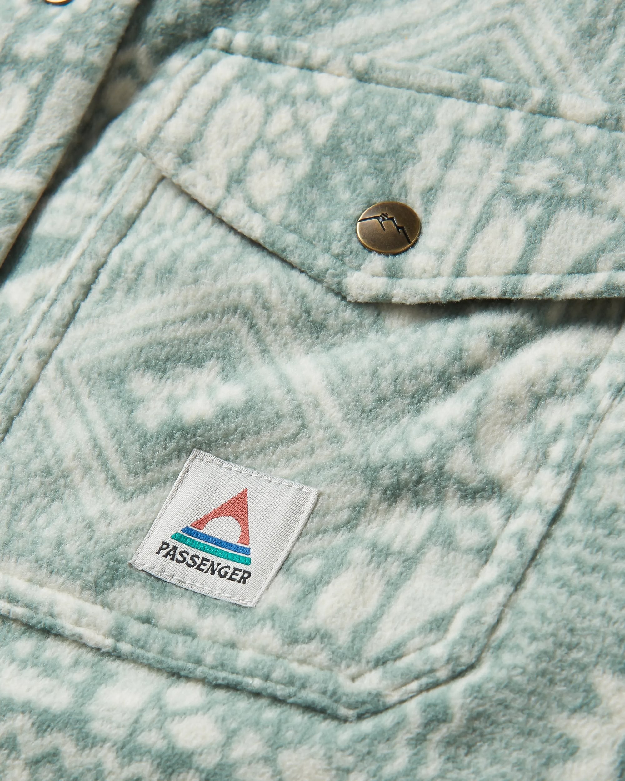 East Recycled Polar Fleece Shirt - Vintage Patchwork Pistachio - Flatlay