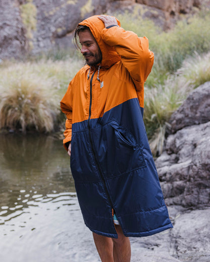 Waves Recycled Sherpa Lined Changing Robe - Sunrise Orange/Rich Navy - Lifestyle - Male