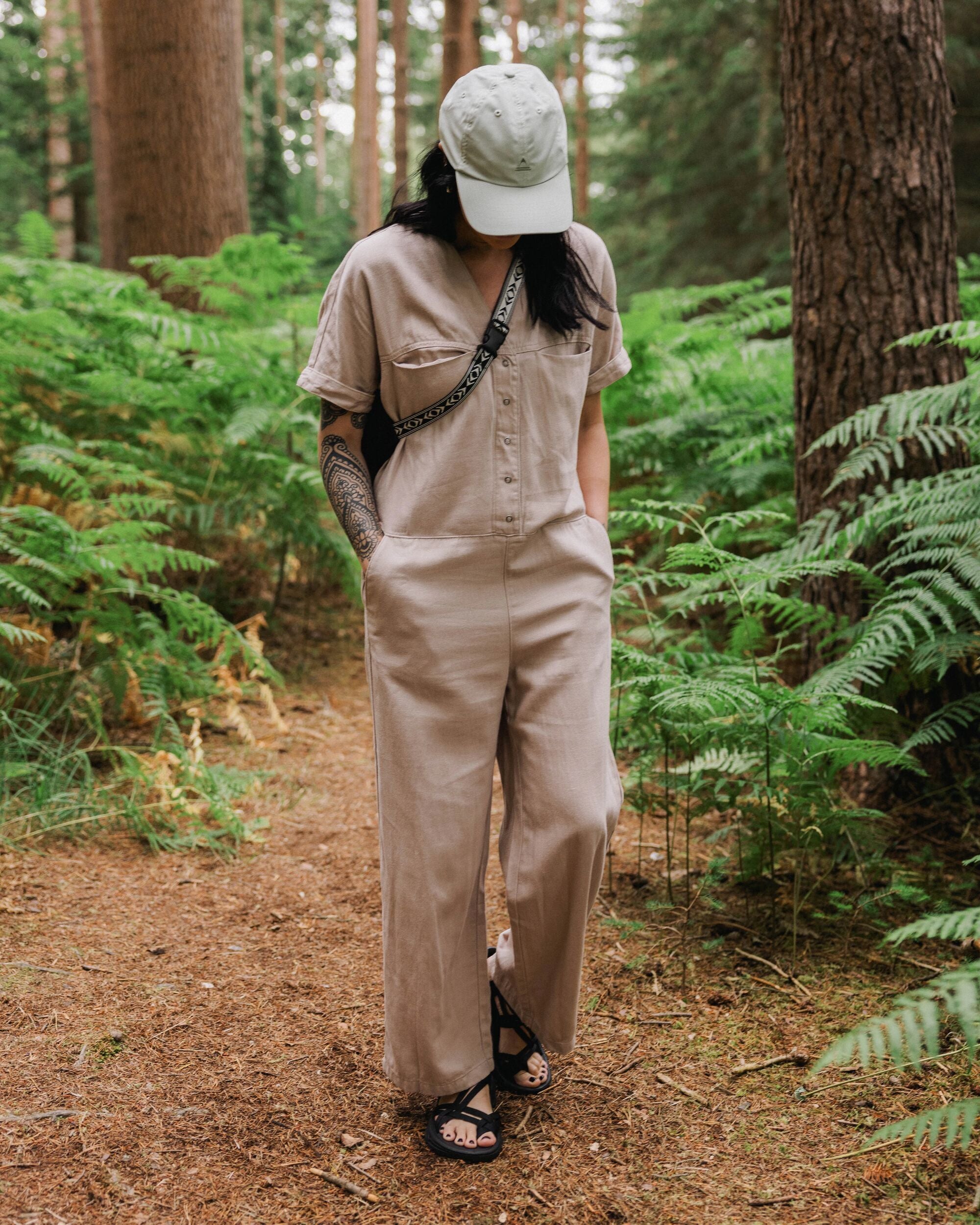 Esen Short Sleeve Jumpsuit - Simply Taupe - Lifestyle