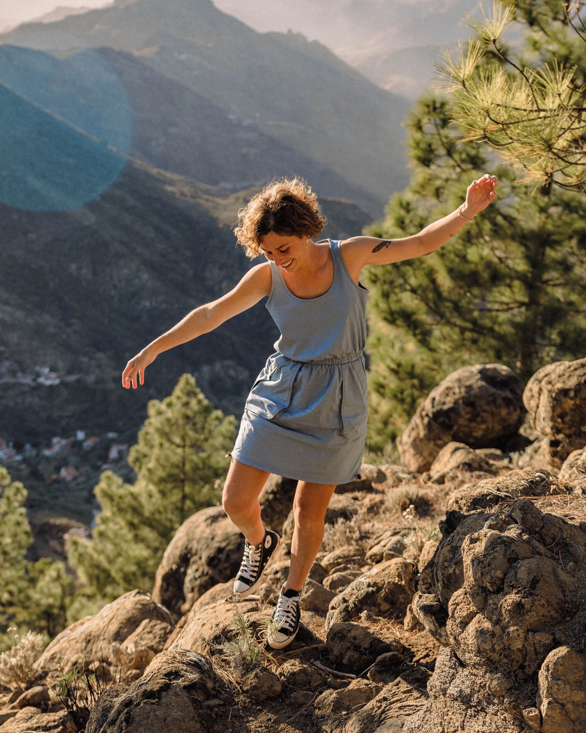 Mesmorise Organic Cotton Dress - Faded Denim - Lifestyle