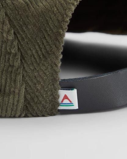 Fixie Recycled Cord 5 Panel Cap - Khaki - Flatlay