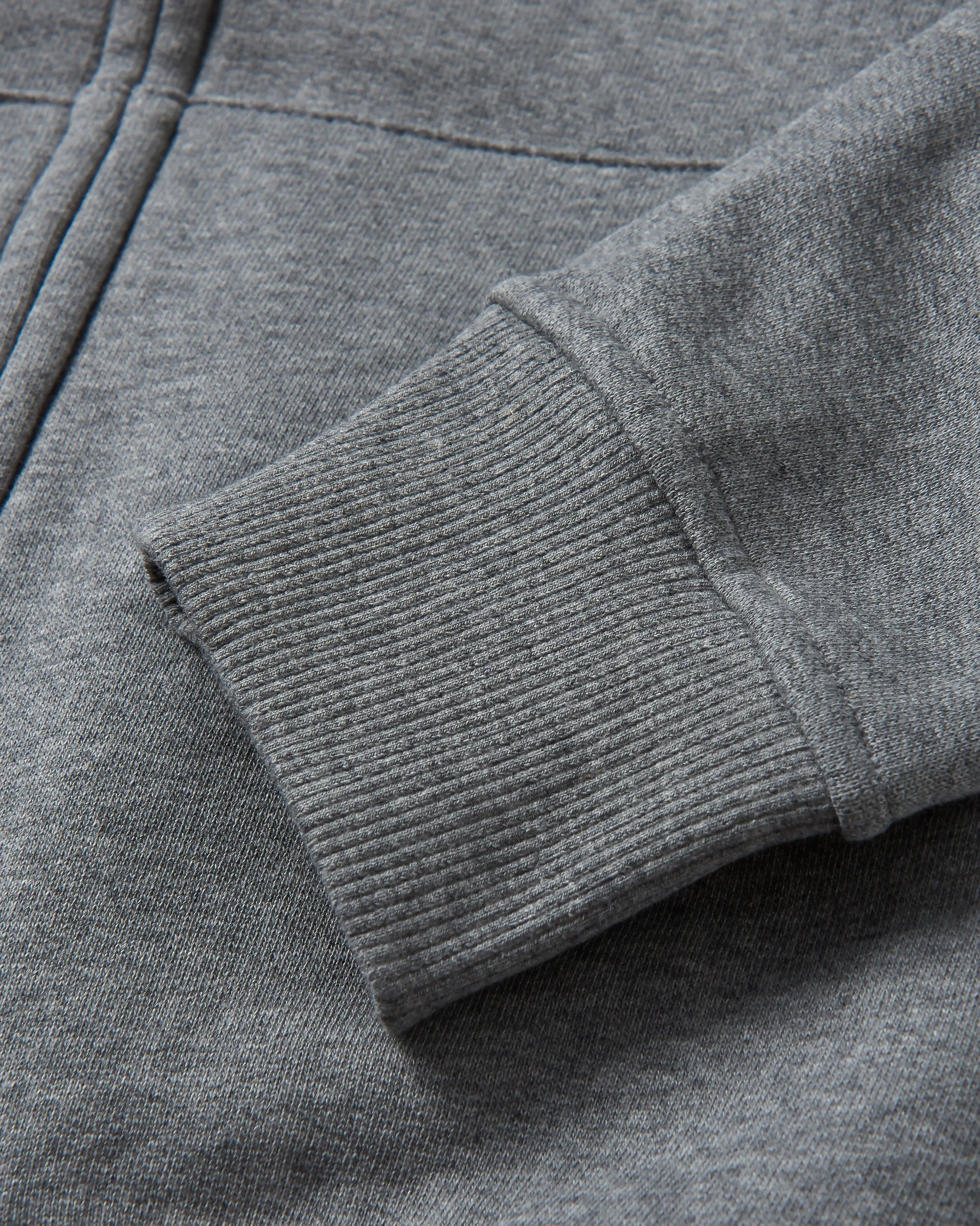 Heritage Full Zip Recycled Cotton Hoodie - Dark Grey Marl - Flatlay