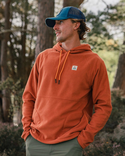 Point Recycled Grid Polar Fleece Hoodie - Baked Clay