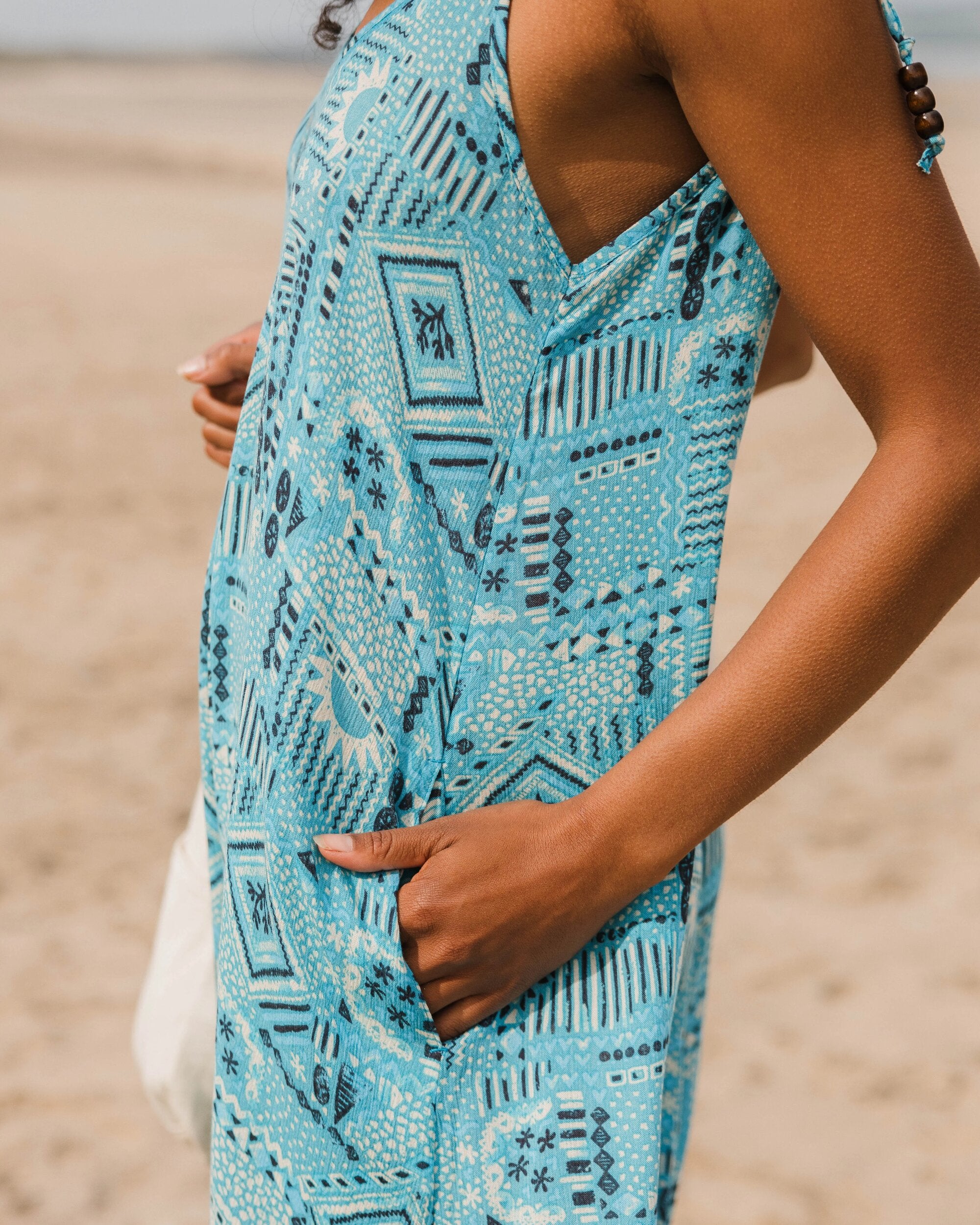 Copetín Jumpsuit - Vintage Patchwork Blue Pool - Lifestyle