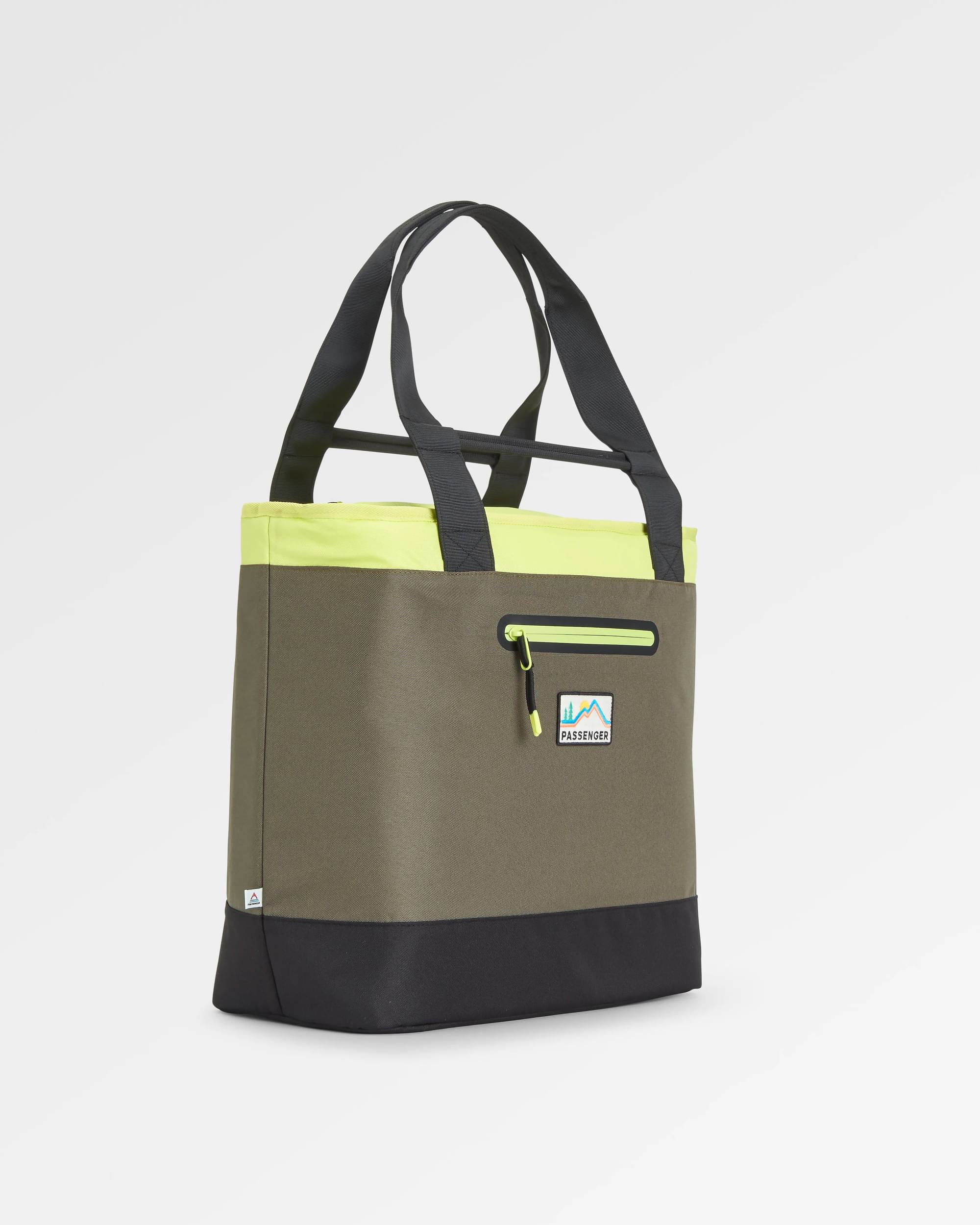 Tote Recycled Cooler Bag - Khaki Multi - Flatlay