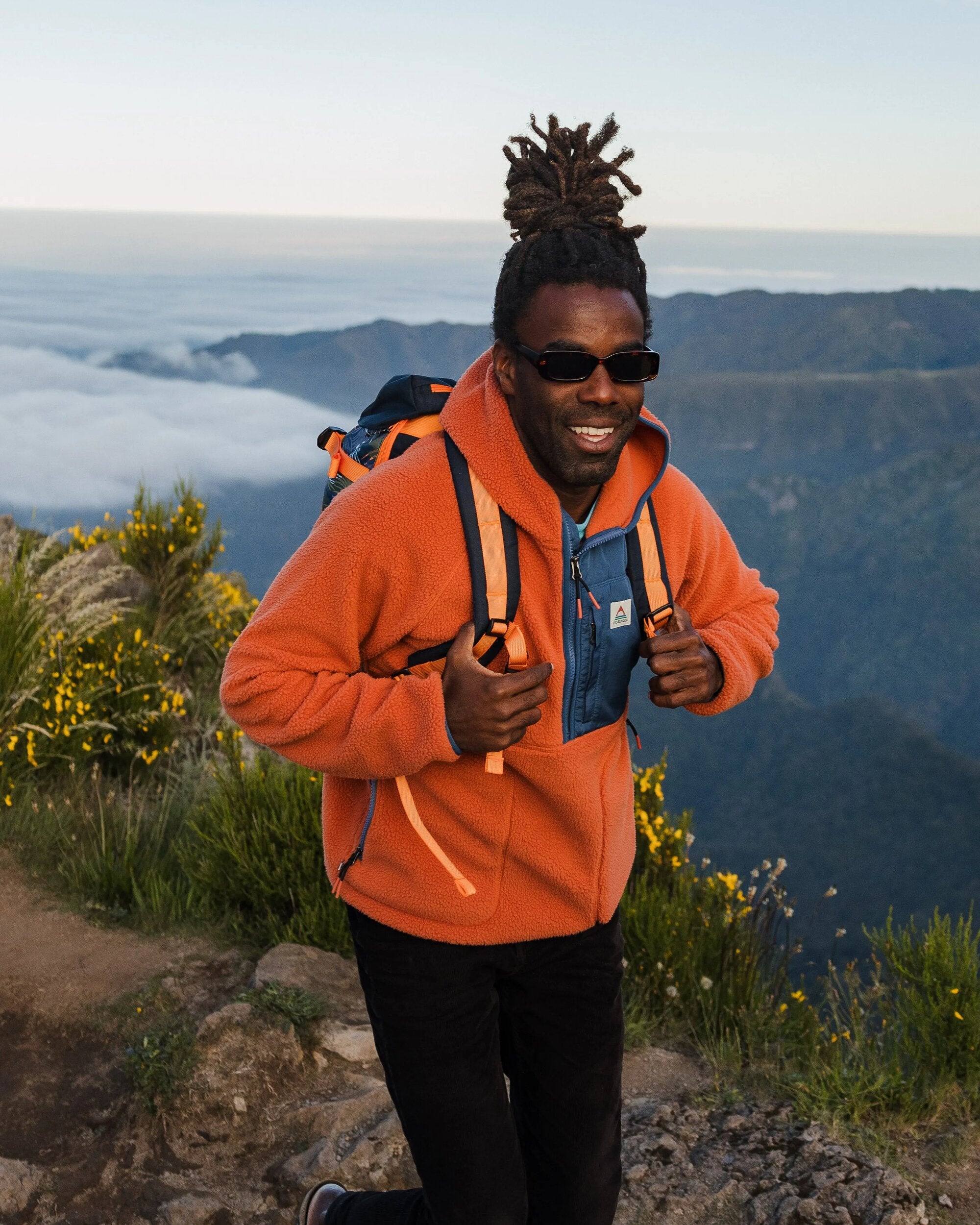 Ventura 1/2 Zip Recycled Sherpa Fleece - Baked Clay - Lifestyle