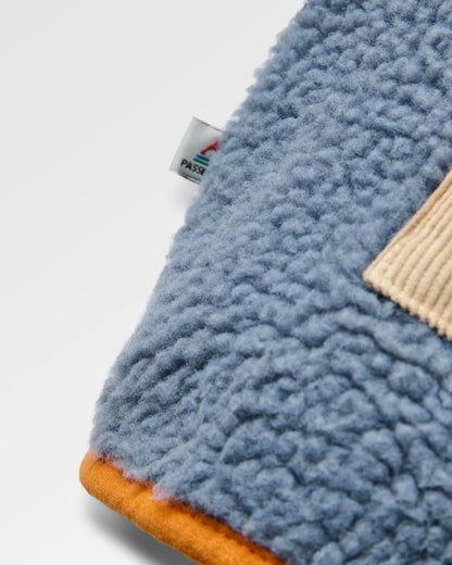 Clover Recycled Sherpa Hooded Fleece - Stormy Blue  - Flatlay