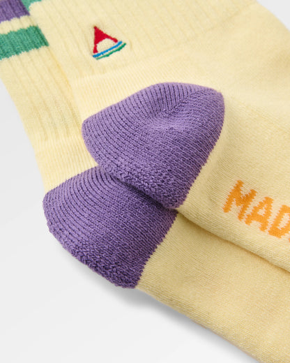 Organic Midweight Crew Socks - Pale Yellow - Flatlay