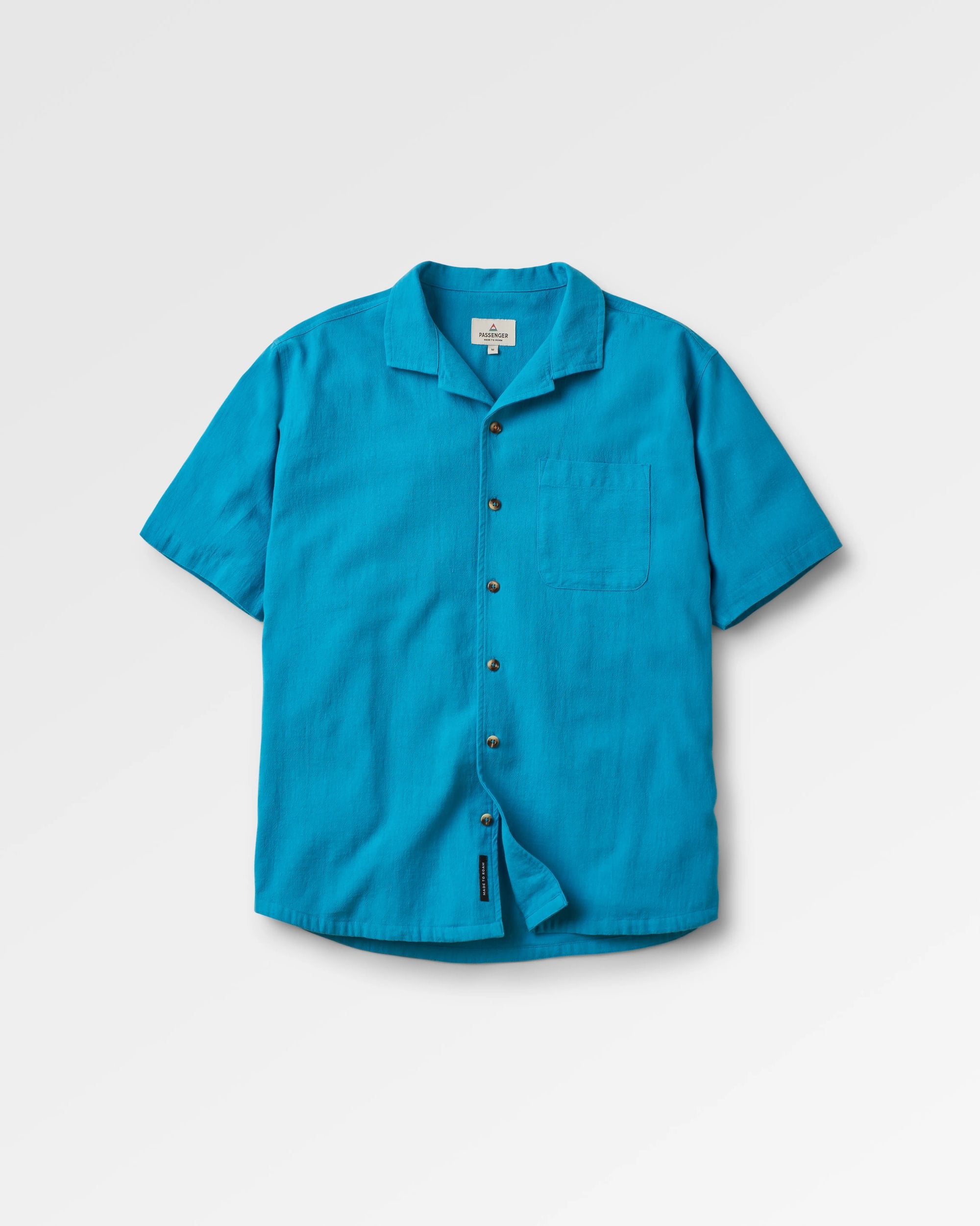 Cove Organic Cotton Short Sleeve Shirt - Blue Pool - Flatlay