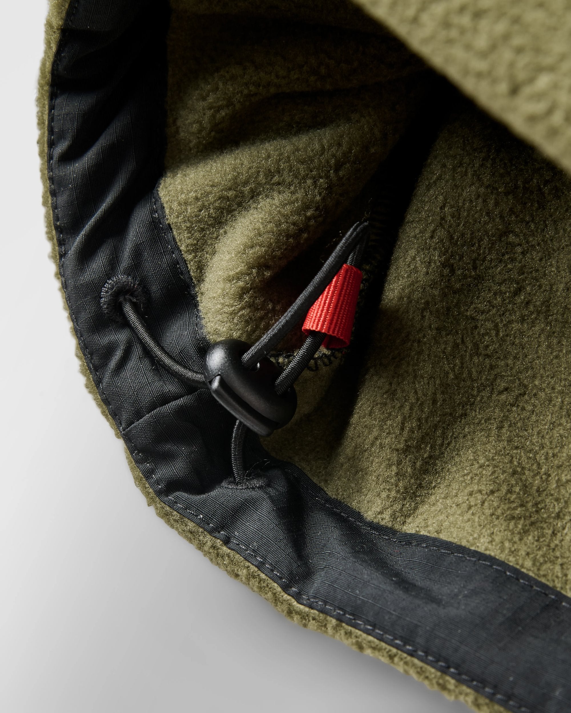 Woodland Hooded Recycled Polartec® Fleece - Black/Khaki - Flatlay
