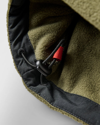 Woodland Hooded Recycled Polartec® Fleece - Black/Khaki - Flatlay
