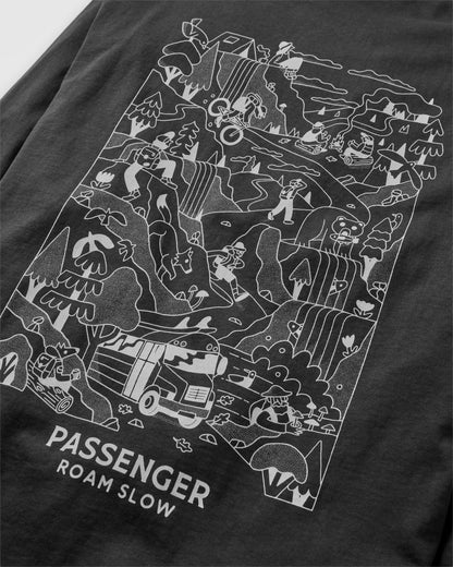 Roam Slow Men's Recycled Cotton LS T-Shirt - Black - Flatlay