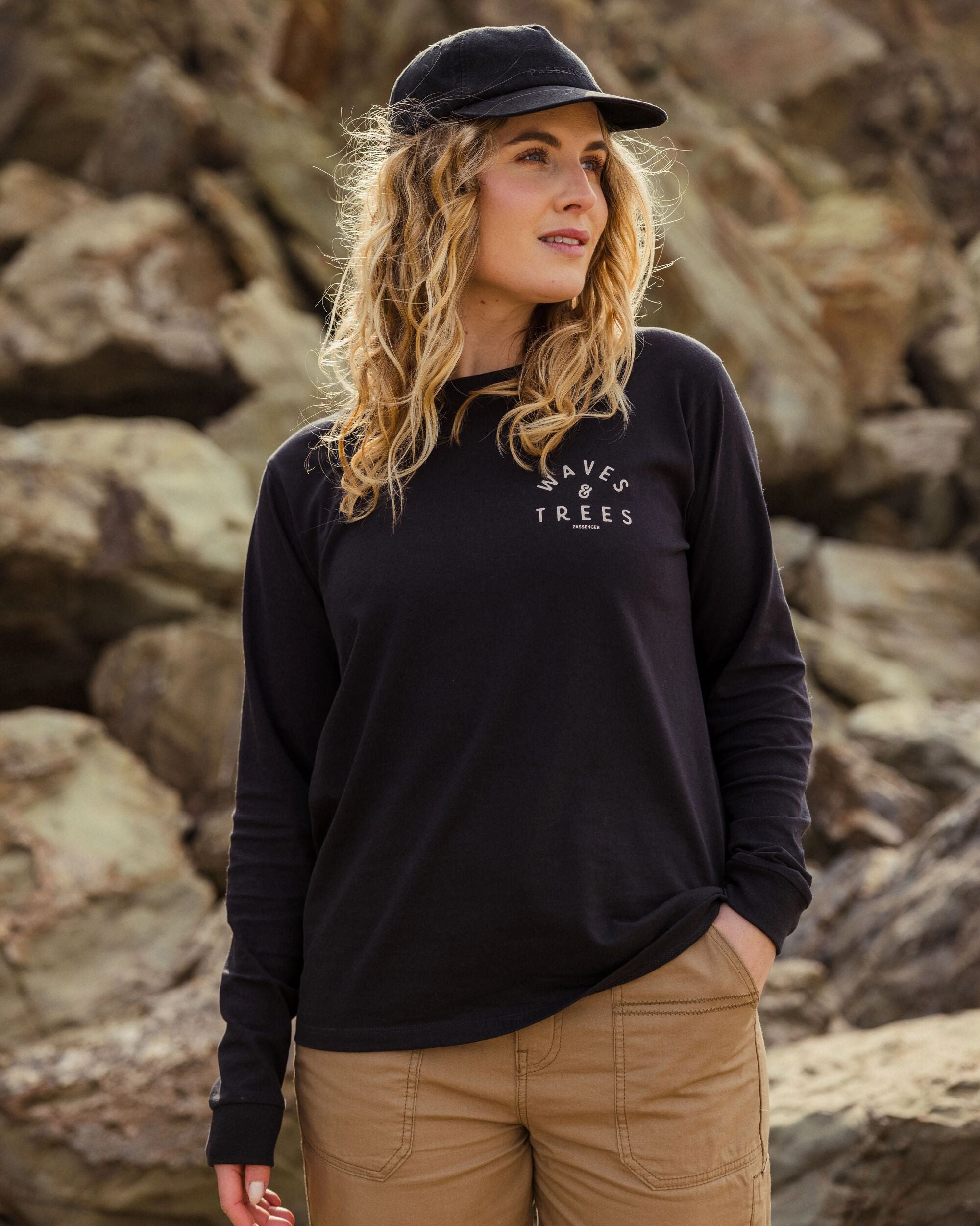 Penida Recycled Cotton LS T-Shirt - Black - 