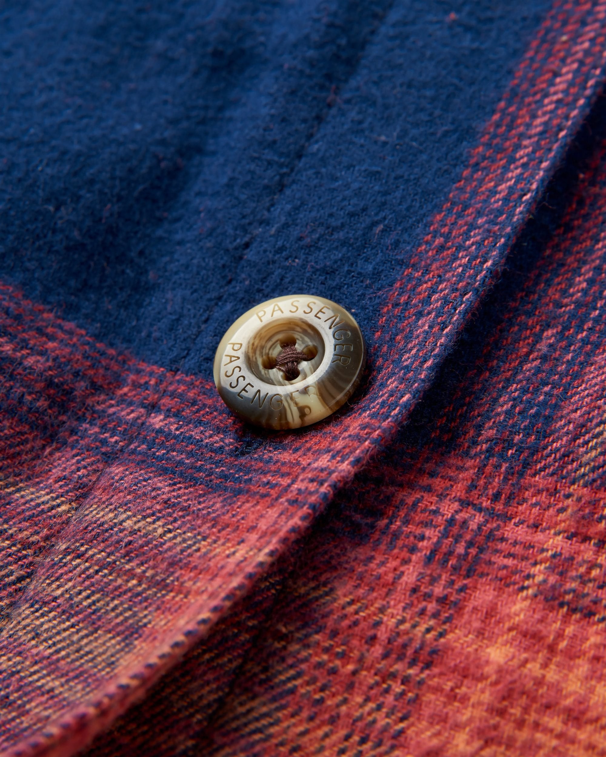Stella Organic Cotton LS Shirt - Rich Navy/ Red Ochre Check - Flatlay