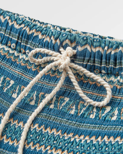 Daylily Loose Trouser - Geo Stripe Dark Denim - Flatlay