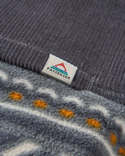 Somewhere Recycled Fleece - Geo Tracks Charcoal - Flatlay