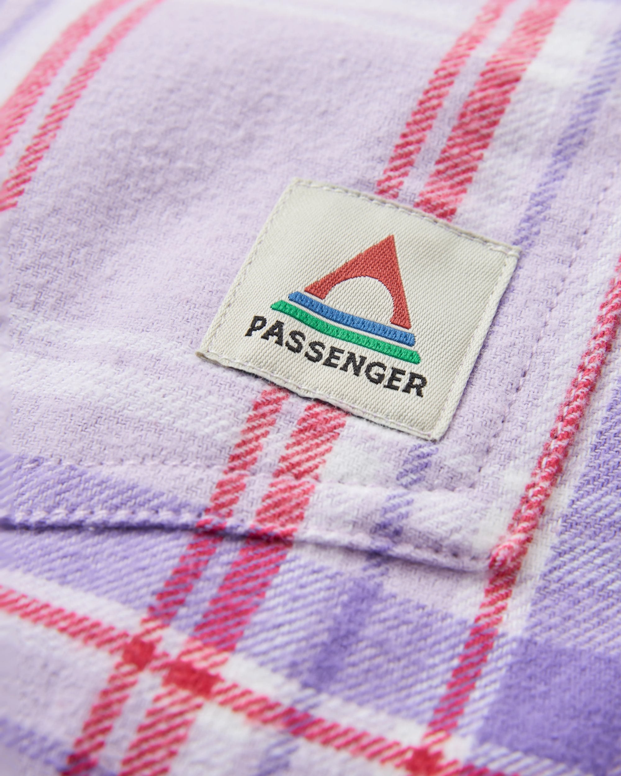 Stella Organic Cotton LS Shirt - Retro Purple Check - Flatlay