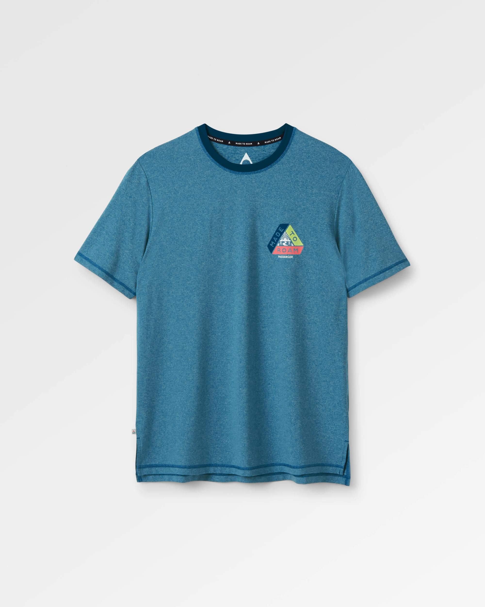 Classic Active Recycled T-Shirt - Blue Steel Marl - Flatlay