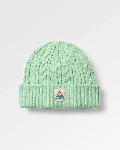 Fireside Cable Knit Beanie - Seafoam - Flatlay