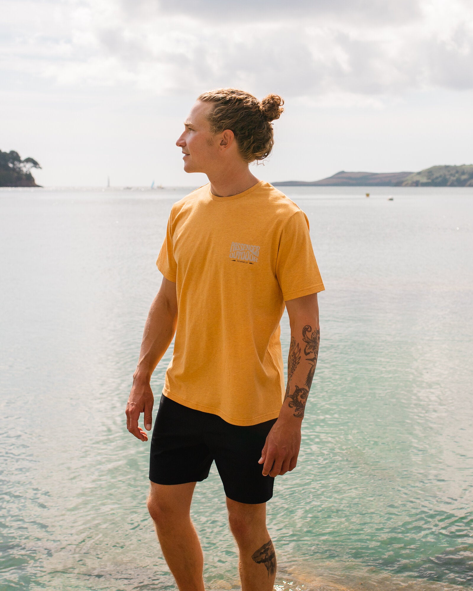 Yuca Organic Cotton T-Shirt - Dusty Ochre Marl - Lifestyle