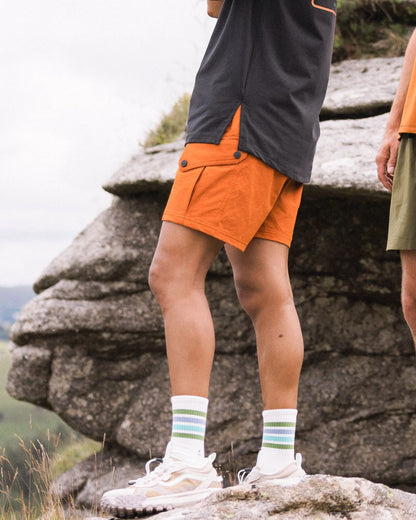 Sandstone Recycled Active Trail Short - Sunset Orange - Lifestyle