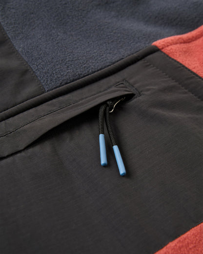 Woodland Hoodless 1/2 Zip Recycled Polartec® Fleece - Redwood/Charcoal - Flatlay
