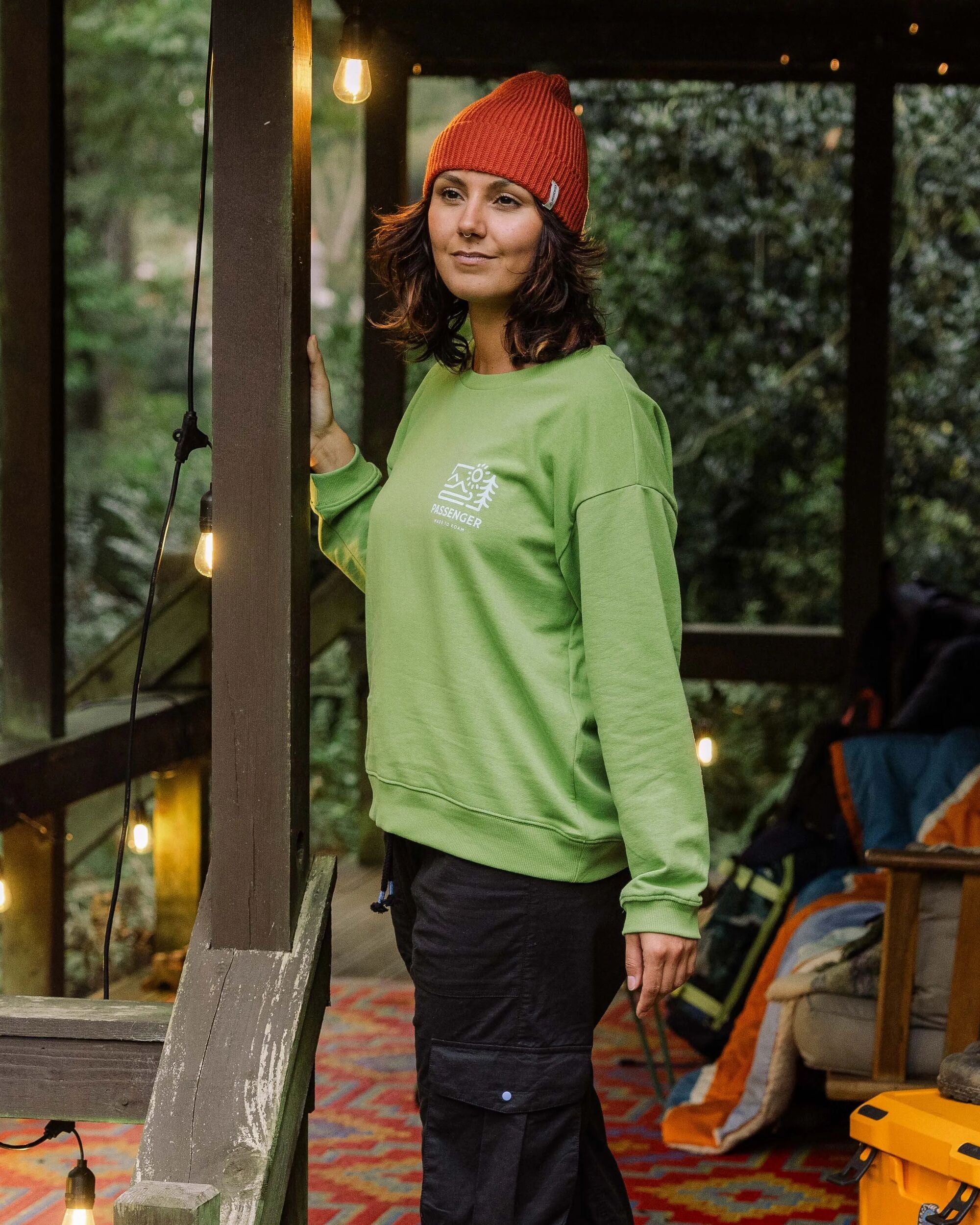 Phoenix Recycled Cotton Oversized Sweatshirt - Pear Green - Lifestyle