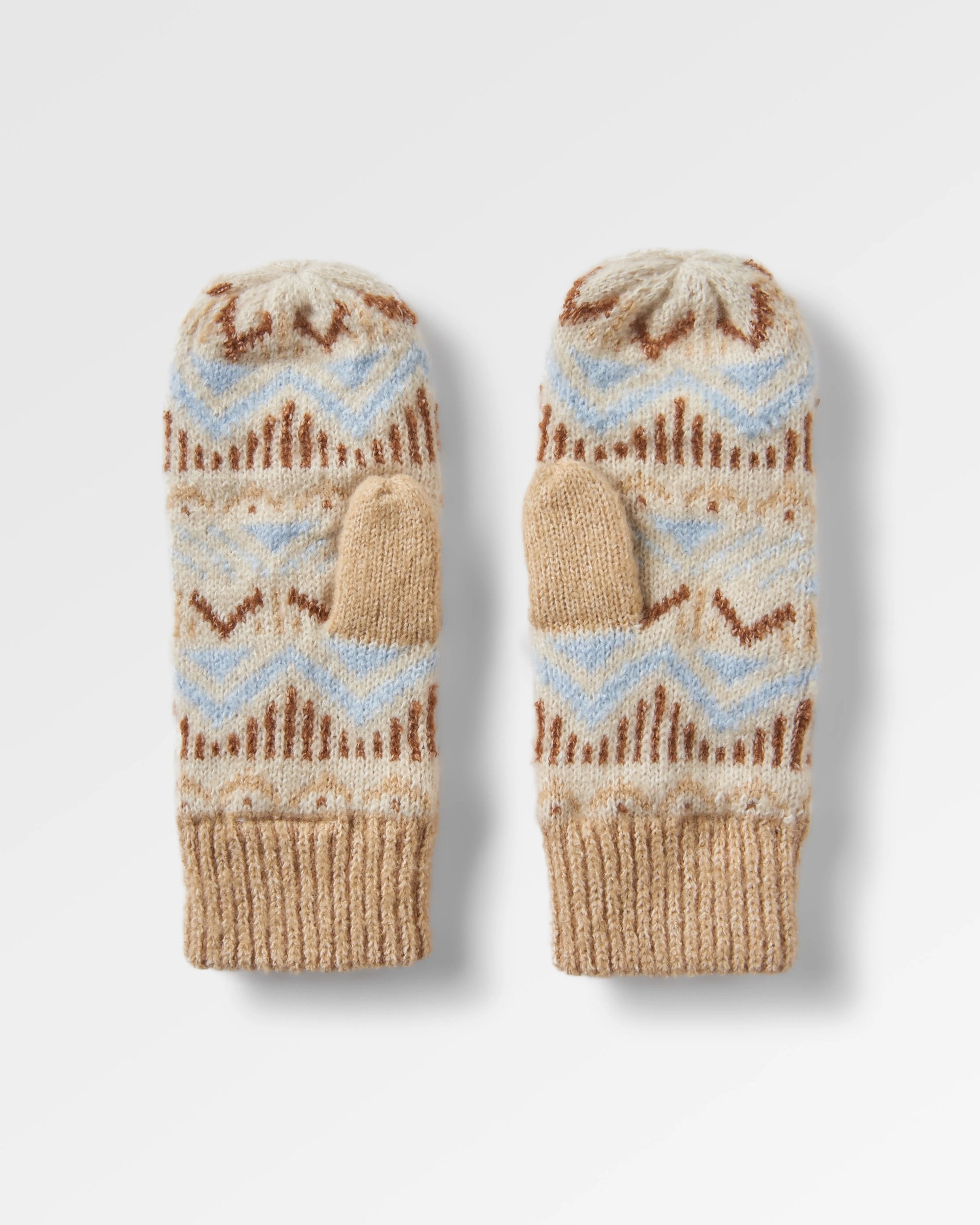 Nettle Recycled Fleece Lined Mittens - Birch - Flatlay