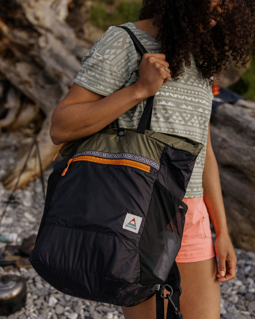 Stow Tote Backpack - True Black/ Khaki