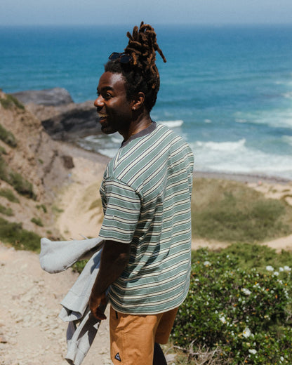 Retro Relaxed Fit T-Shirt - Deep Ocean Multi Stripe - Lifestyle